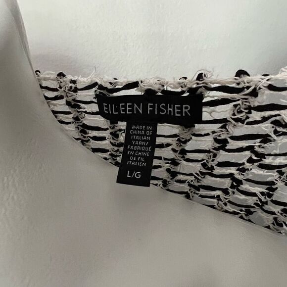 Eileen Fisher open knit black and white sleeveless crop top - Picture 6 of 9
